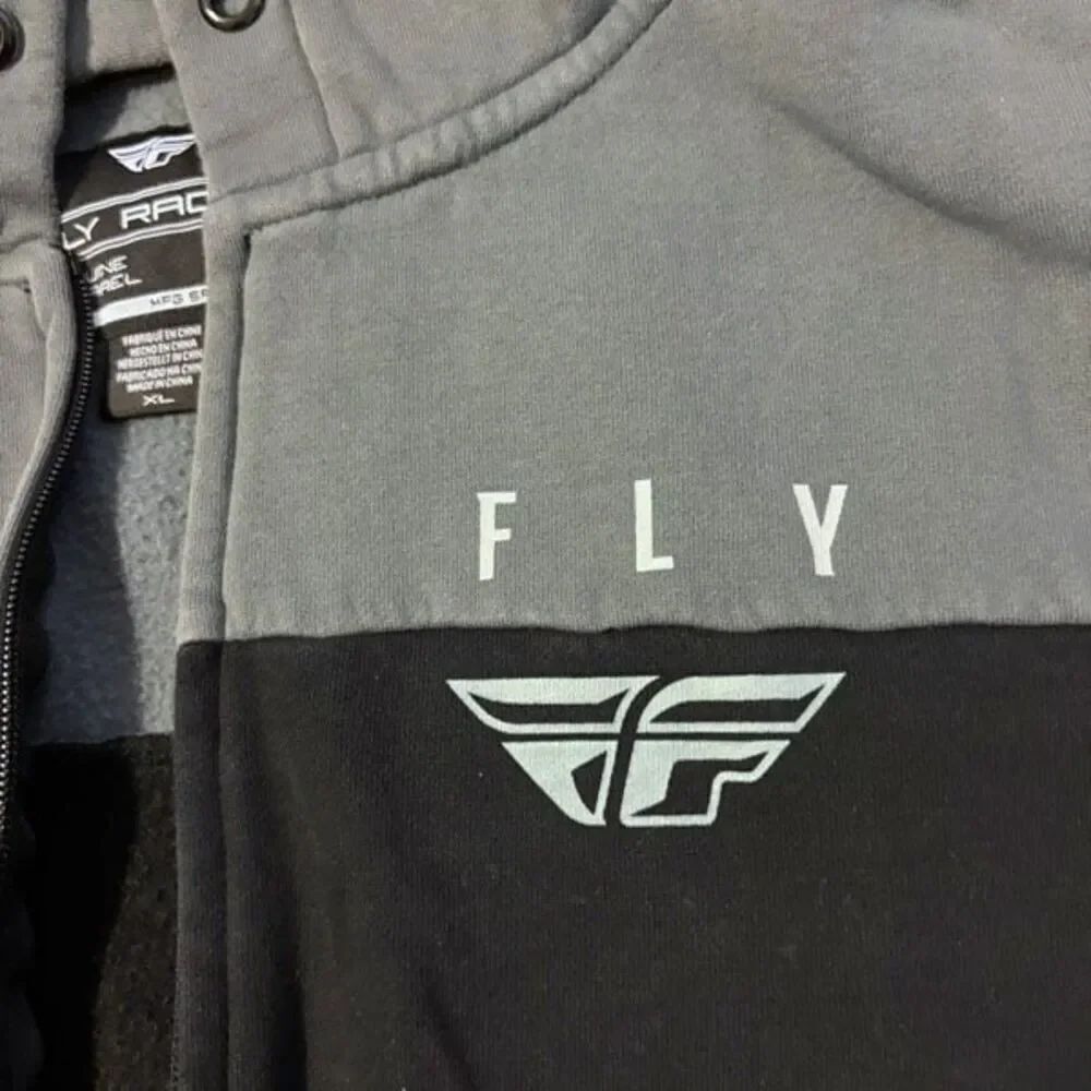 Fly racing zip up sweatshirt hoody XL gray black